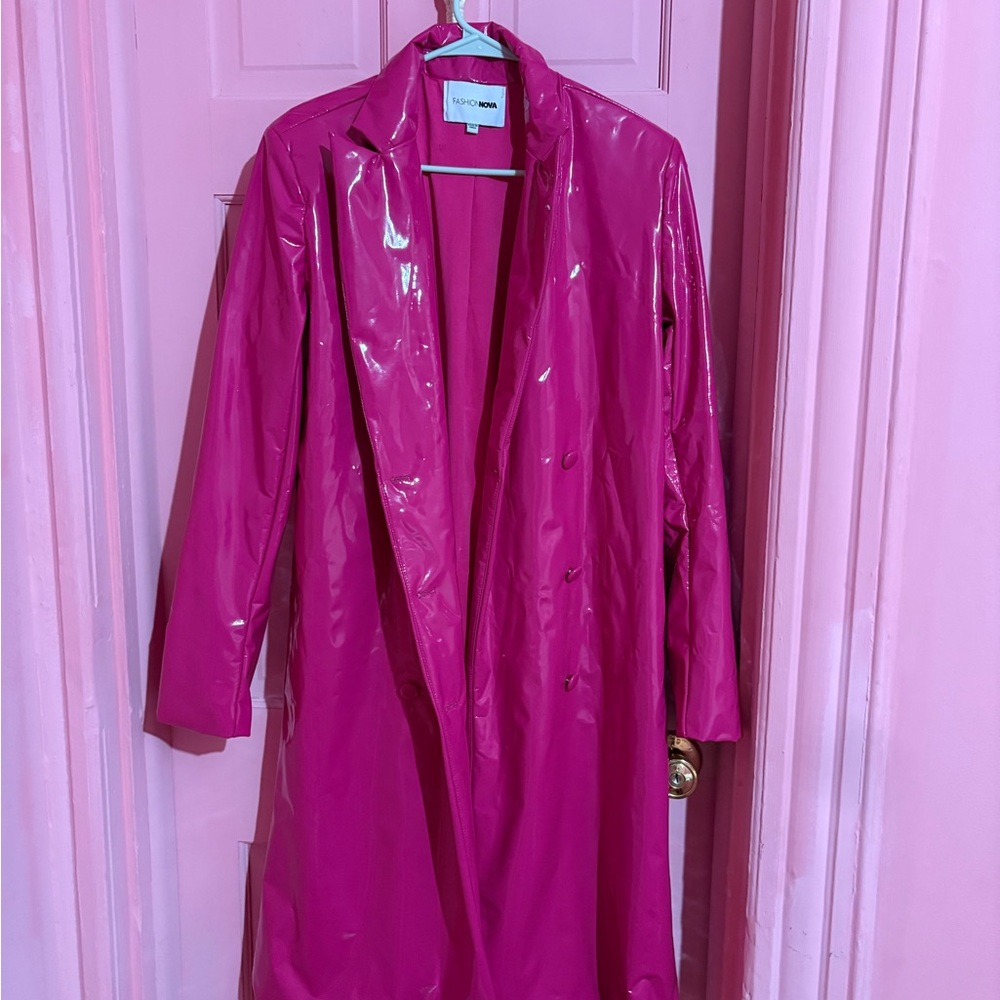 Shiny Fuchsia Trench Coat